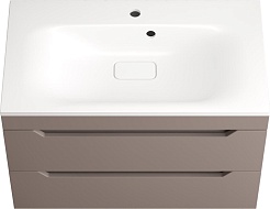 Style Line Тумба с кварцевой раковиной жасмин Остин 80 подвесная тауп темный – фотография-1